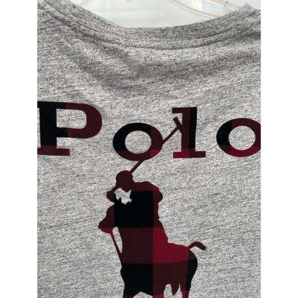 NWT Polo Ralph Lauren Buffalo Check Plaid Big Pony T-Shirt Long Sleeve Gray M - Picture 4 of 9